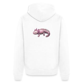 Axolotl Mosaic - Art for Newt Fans - Unisex Premium Organic Zip Hoodie - white - Back - Thijin (182cm)