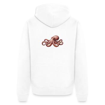 Octopus Mosaic - Artistic Sea Design - Unisex Premium Organic Zip Hoodie - white - Back - Thijin (182cm)
