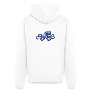 Mosaik Oktopus - Maritimes Design für Meeresfans - Unisex Premium Bio Zip Hoodie - Weiß - Hinten - Thijin (182cm)