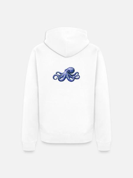 Poulpe en mosaïque - Conception maritime pour éventails de mer - Veste à capuche bio Premium Unisexe - blanc
