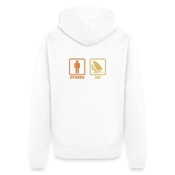 Funny Windsurfer Stick Figure - Unisex Premium Organic Zip Hoodie - white - Back - Thijin (182cm)