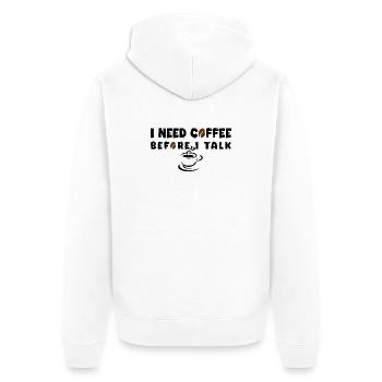 I Need Coffee Before I Talk Funny Coffee Lover Gif - Unisex Premium Organic Zip Hoodie - white - Back - Thijin (182cm)