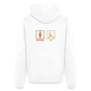 Yoga Strichmännchen - Unisex Premium Bio Zip Hoodie - Weiß - Hinten - Thijin (182cm)
