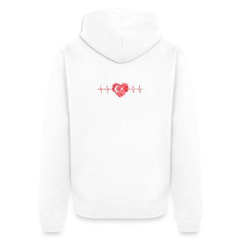 Türkei Herz mit Stern-Crescent Puls - Unisex Premium Bio Zip Hoodie - Weiß - Hinten - Thijin (182cm)