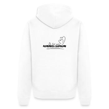 HIMMELSRAUM – Spirituelles Statement Shirt - Unisex Premium Bio Zip Hoodie - Weiß - Hinten - Thijin (182cm)