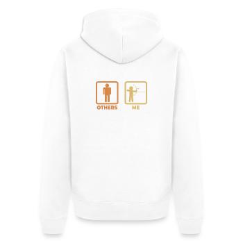 Bogenschütze Strichmännchen - Unisex Premium Bio Zip Hoodie - Weiß - Hinten - Thijin (182cm)