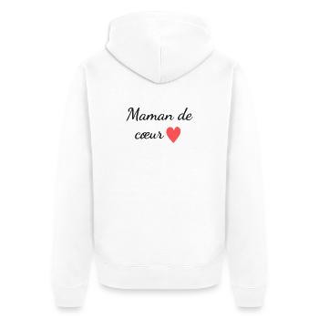 Maman de Coeur - Veste à capuche bio Premium Unisexe - blanc - Dos - Thijin (182cm)