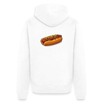 Käseüberzogenes Hotdog-Illustration - Unisex Premium Bio Zip Hoodie - Weiß - Hinten - Thijin (182cm)