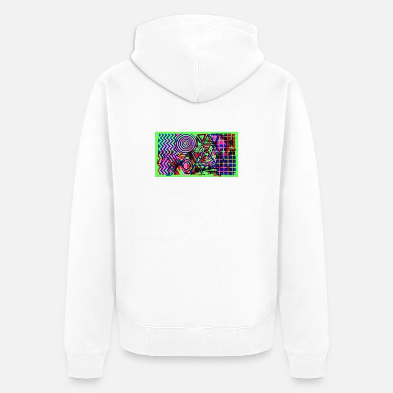 Géométrie néon Chaos - Veste à capuche bio Premium Unisexe - blanc