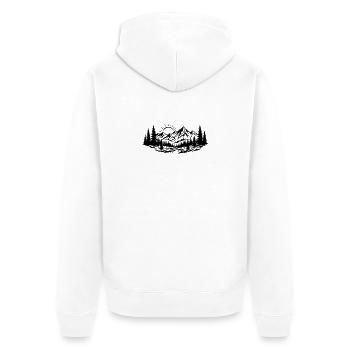 Berglandschaft Wald Fluss Sonne Linienkunst - Unisex Premium Bio Zip Hoodie - Weiß - Hinten - Thijin (182cm)