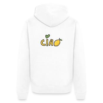 Ciao Zitrone Bella Italia Sizilian Dolce Vita - Unisex Premium Bio Zip Hoodie - Weiß - Hinten - Thijin (182cm)