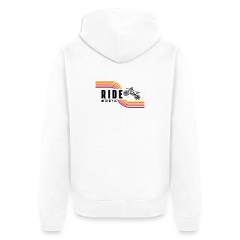 Moto rétro vintage - Veste à capuche bio Premium Unisexe - blanc - Dos - Thijin (182cm)