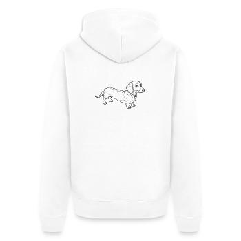 Dackel Linienkunst Silhouette - Unisex Premium Bio Zip Hoodie - Weiß - Hinten - Thijin (182cm)