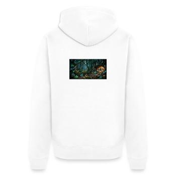 Chemin de la forêt de champignons lumineux dans le brouillard - Veste à capuche bio Premium Unisexe - blanc - Dos - Thijin (182cm)
