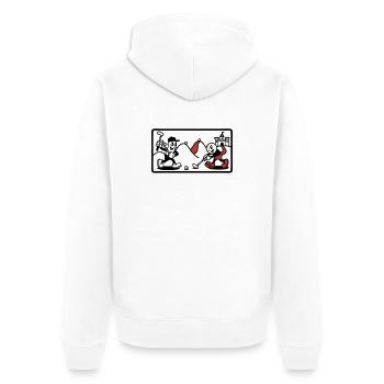 Minigolf Retro Cartoon Golfball JGA Team - Unisex Premium Bio Zip Hoodie - Weiß - Hinten - Thijin (182cm)