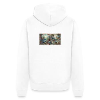 Zukunftsharmonie und Vielfalt - Unisex Premium Bio Zip Hoodie - Weiß - Hinten - Thijin (182cm)