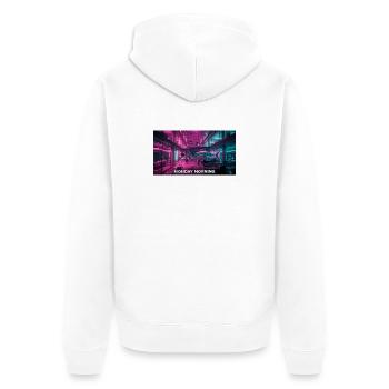 Monday Morning - Office Shark Meme - Unisex Premium Organic Zip Hoodie - white - Back - Thijin (182cm)