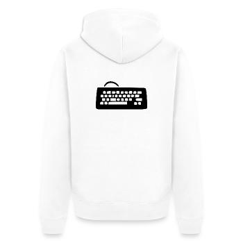 Retro_Vintage_80er_90er_Jahre_Tastatur_schwarz_ - Unisex Premium Bio Zip Hoodie - Weiß - Hinten - Thijin (182cm)