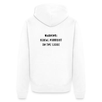 Warnung: Serien-Hobbyist auf freiem Fuß – lustiges Hobby - Unisex Premium Bio Zip Hoodie - Weiß - Hinten - Thijin (182cm)