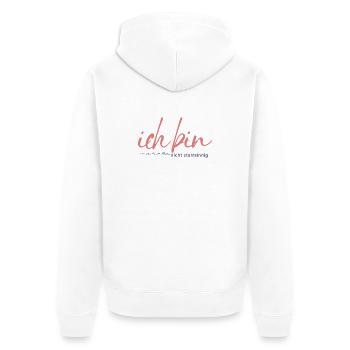 Ich bin nur aus Verzweiflung nicht starrsinnig - Unisex Premium Bio Zip Hoodie - Weiß - Hinten - Thijin (182cm)