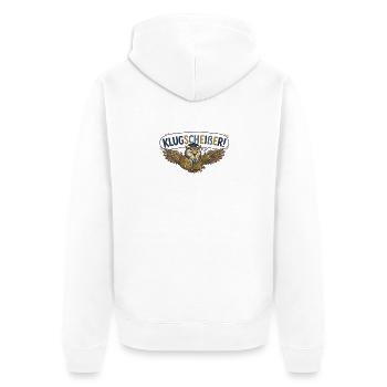 Klugeule: Faktencheck-Eule - Unisex Premium Bio Zip Hoodie - Weiß - Hinten - Thijin (182cm)