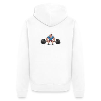Comic Weightlifter – Strong Man Training - Unisex Premium Organic Zip Hoodie - white - Back - Thijin (182cm)