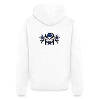 Wildschwein Edelweiss Wappen - Unisex Premium Bio Zip Hoodie - Weiß - Hinten - Thijin (182cm)