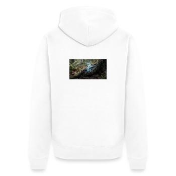 Forest Magic: Glowing Energy Fibers in Tree Roots - Unisex Premium Bio Zip Hoodie - Weiß - Hinten - Thijin (182cm)