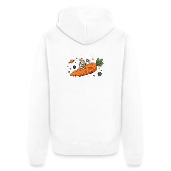 Astronaut Bunny auf riesigem Karotten-Asteroiden - Unisex Premium Bio Zip Hoodie - Weiß - Hinten - Thijin (182cm)