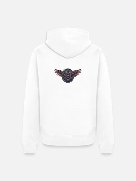 Steampunk Eulen Uhrwerk - Unisex Premium Bio Zip Hoodie - Weiß