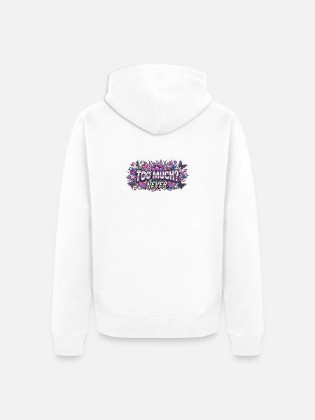Zu viel, niemals, Y2K - Unisex Premium Bio Zip Hoodie - Weiß