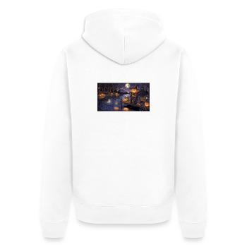 Kürbisangler am Mondsee - Unisex Premium Bio Zip Hoodie - Weiß - Hinten - Thijin (182cm)