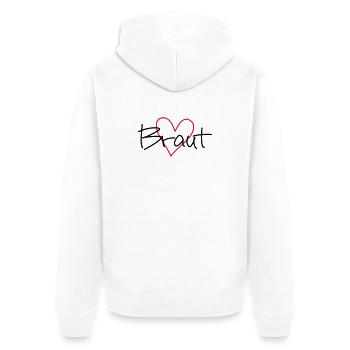 Braut Herz Junggesellinnenabschied - Unisex Premium Bio Zip Hoodie - Weiß - Hinten - Thijin (182cm)