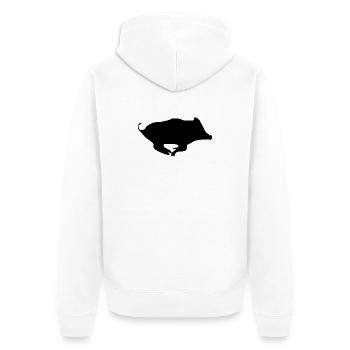 Sanglier chasse silhouette gibier chasseur animal  - Veste à capuche bio Premium Unisexe - blanc - Dos - Thijin (182cm)