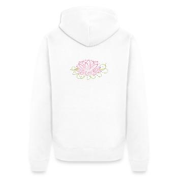 Grande fleur de lotus, lotus, lotus. - Veste à capuche bio Premium Unisexe - blanc - Dos - Thijin (182cm)