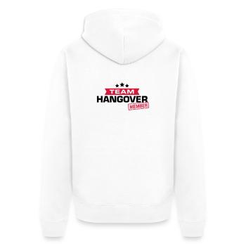 hangover team - Unisex Premium Bio Zip Hoodie - Weiß - Hinten - Thijin (182cm)