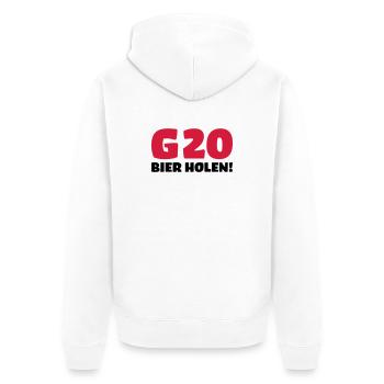 Bier holen Humor - Unisex Premium Bio Zip Hoodie - Weiß - Hinten - Thijin (182cm)