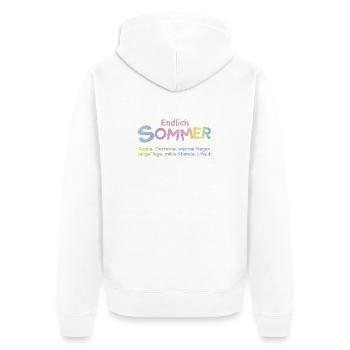 Endlich Sommer: Pastellfarben - Unisex Premium Bio Zip Hoodie - Weiß - Hinten - Thijin (182cm)
