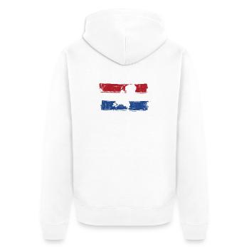 Porträt im Trikolor-Pinsel - Unisex Premium Bio Zip Hoodie - Weiß - Hinten - Thijin (182cm)