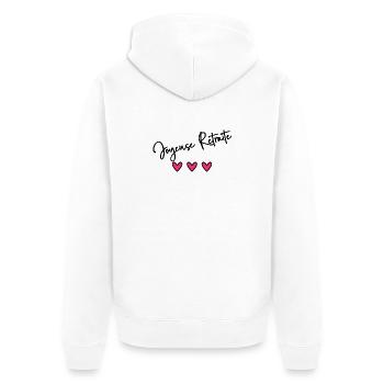 RETRAITE. BONNE RETRAITE. JOYEUSE RETRAITE. - Veste à capuche bio Premium Unisexe - blanc - Dos - Thijin (182cm)