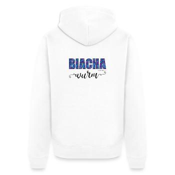 Biachawurm - Bücherwurm, Österreichischer Dialekt - Unisex Premium Bio Zip Hoodie - Weiß - Hinten - Thijin (182cm)