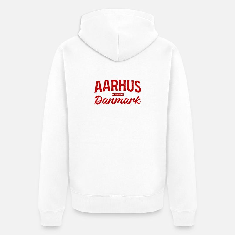 Aarhus Danmark Lettrage Rétro - Veste à capuche bio Premium Unisexe - blanc