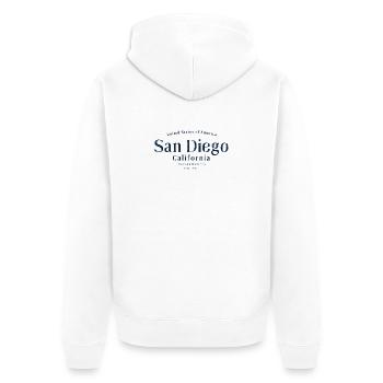 Rétro San Diego - Veste à capuche bio Premium Unisexe - blanc - Dos - Thijin (182cm)