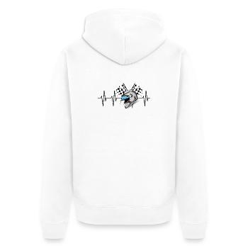 racing Helm puls Motorsport Herzschlag Symbol Helm - Unisex Premium Bio Zip Hoodie - Weiß - Hinten - Thijin (182cm)