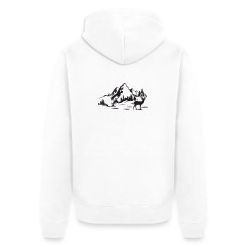 Gebirge - Unisex Premium Bio Zip Hoodie - Weiß - Hinten - Thijin (182cm)