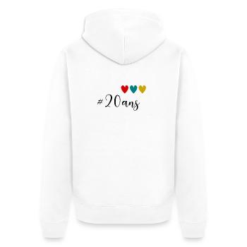 20. 20 YEARS. 20th ANNIVERSARY. 20 YEARS ANNIVERSARY. - Unisex Premium Organic Zip Hoodie - white - Back - Thijin (182cm)