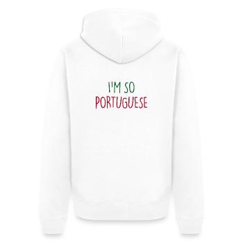 JE SUIS TELLEMENT PORTUGAIS Portugais Portugal - Veste à capuche bio Premium Unisexe - blanc - Dos - Thijin (182cm)