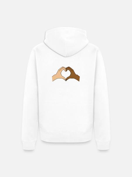 Coloured heart hand motif - customisable - Unisex Premium Organic Zip Hoodie - white