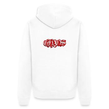 CHAOS – Typographie 3D Gothique Fraktur - Veste à capuche bio Premium Unisexe - blanc - Dos - Thijin (182cm)