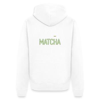 Thé matcha dit thé vert comme toi, très matcha - Veste à capuche bio Premium Unisexe - blanc - Dos - Thijin (182cm)